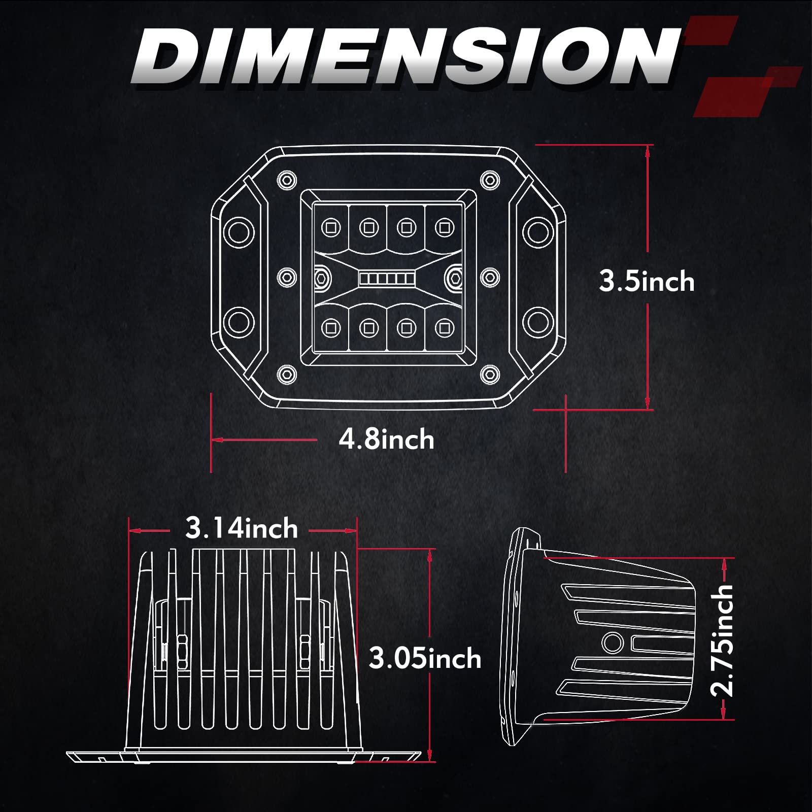 OFFROADTOWN flush mount LED Pod wide flood and center spot beam for improved forward visibility