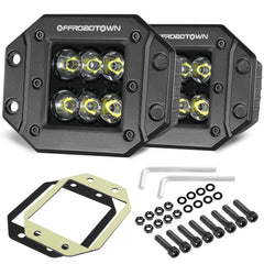 OFFROADTOWN flush mount LED pods front view for strong forward illumination on night drives