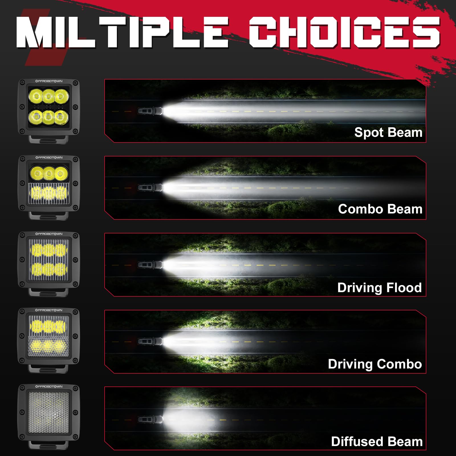 OFFROADTOWN LED Cubes complete package with mounting hardware