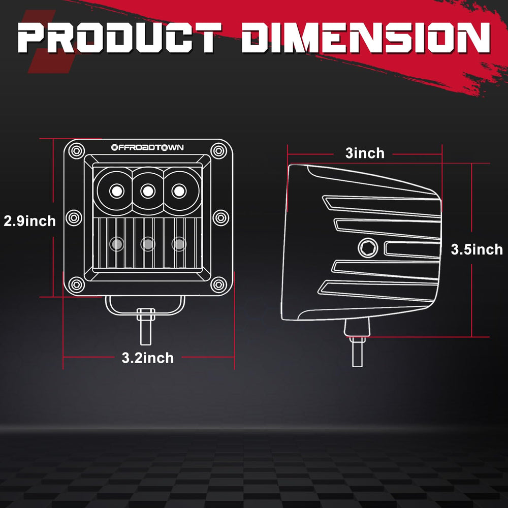 OFFROADTOWN LED Cubes side angle highlighting rugged housing for off-road use