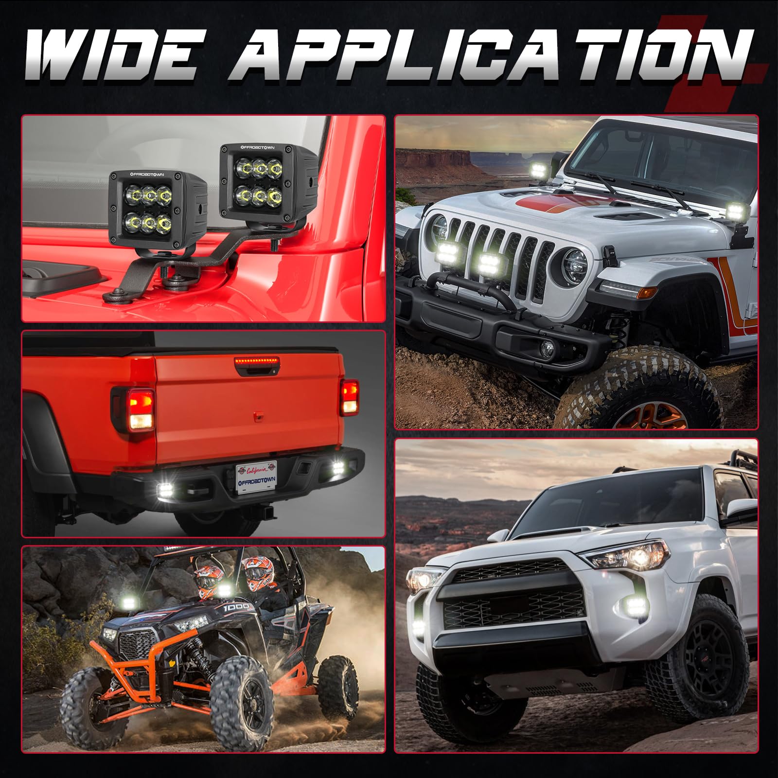 OFFROADTOWN LED Cubes black panel design complements vehicle styling