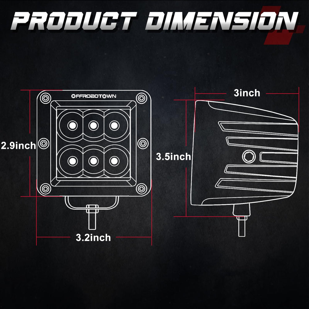 OFFROADTOWN LED Cubes cooling-fin design for durability
