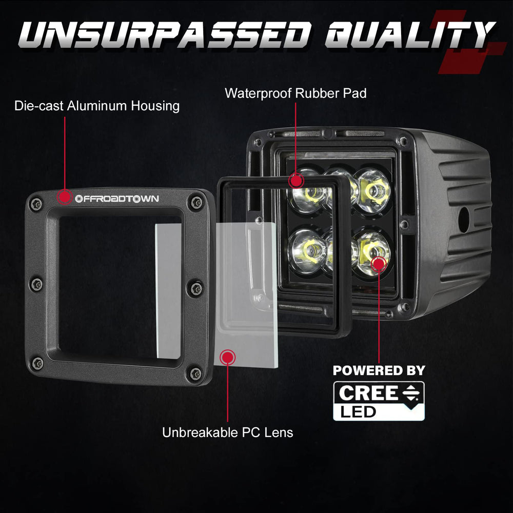 OFFROADTOWN LED Cubes IP68 waterproof housing in rugged field use