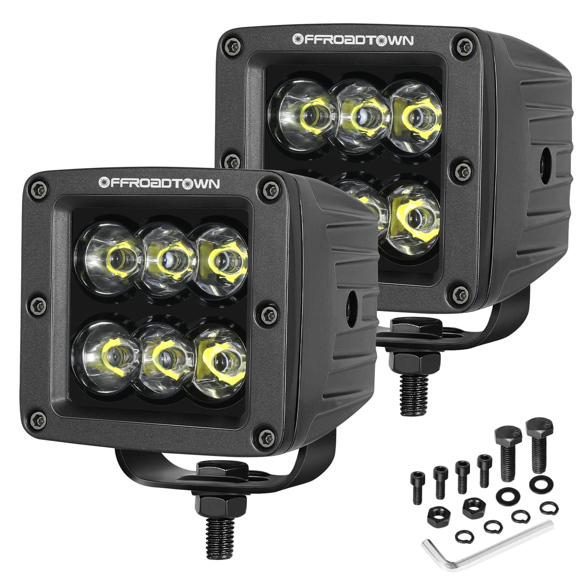 OFFROADTOWN LED Cubes with spot-beam reach for night driving