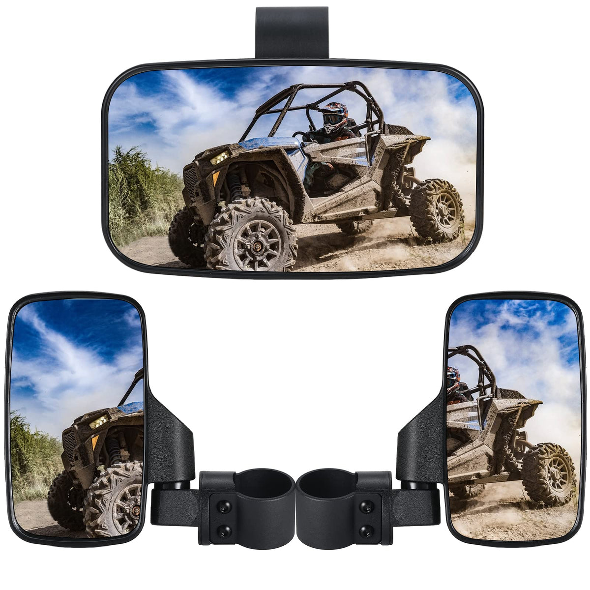 OFIG UTV side mirror on 1.6-2 inch roll bar for wider rear visibility