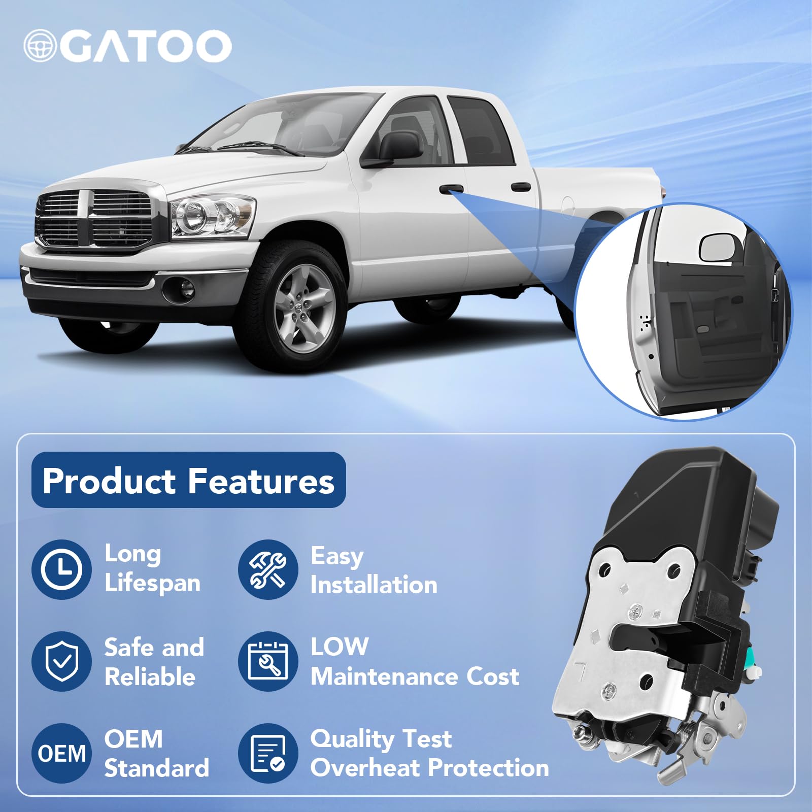 OGATOO OEM-style left door actuator for Dodge Ram, easy installation