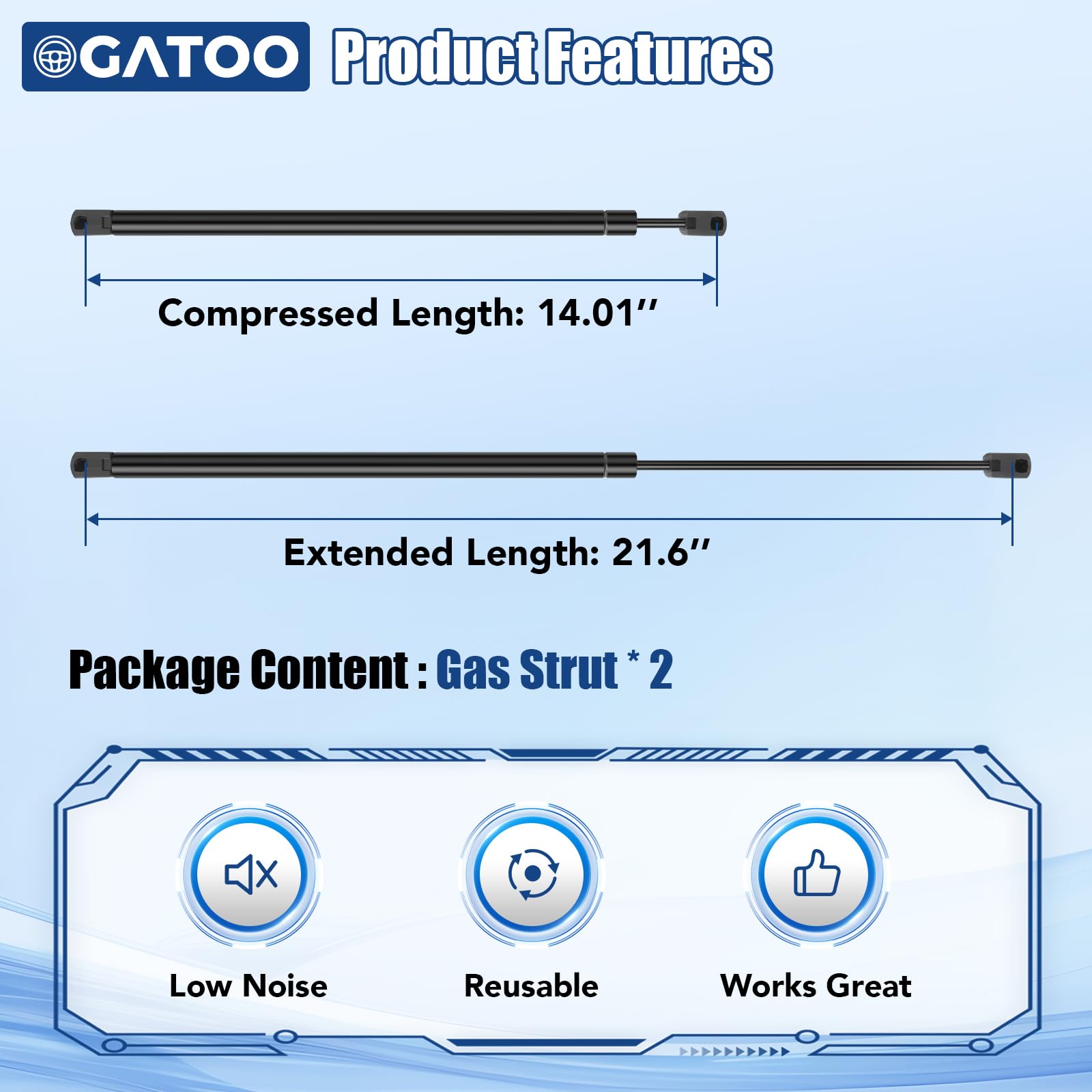 OGATOO rear window lift support for Oldsmobile Bravada, steady opening action