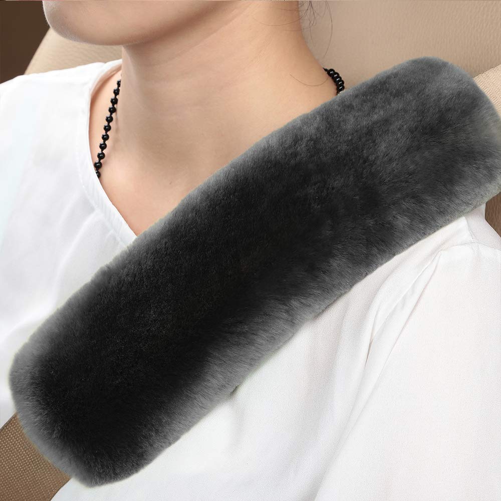 OGLAND authentic sheepskin seatbelt pad adds warmth and soft support