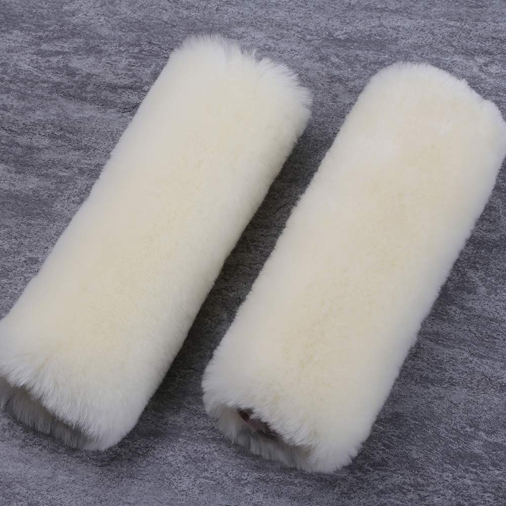 OGLAND seatbelt pad cream white, soft Merino wool cushions shoulders during driving