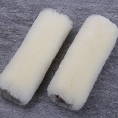 OGLAND seatbelt pad cream white, soft Merino wool cushions shoulders during driving