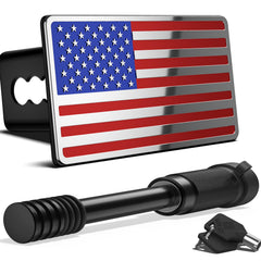 OGYE American flag hitch cover for 2-inch receivers adds patriotic flair while protecting your hitch.