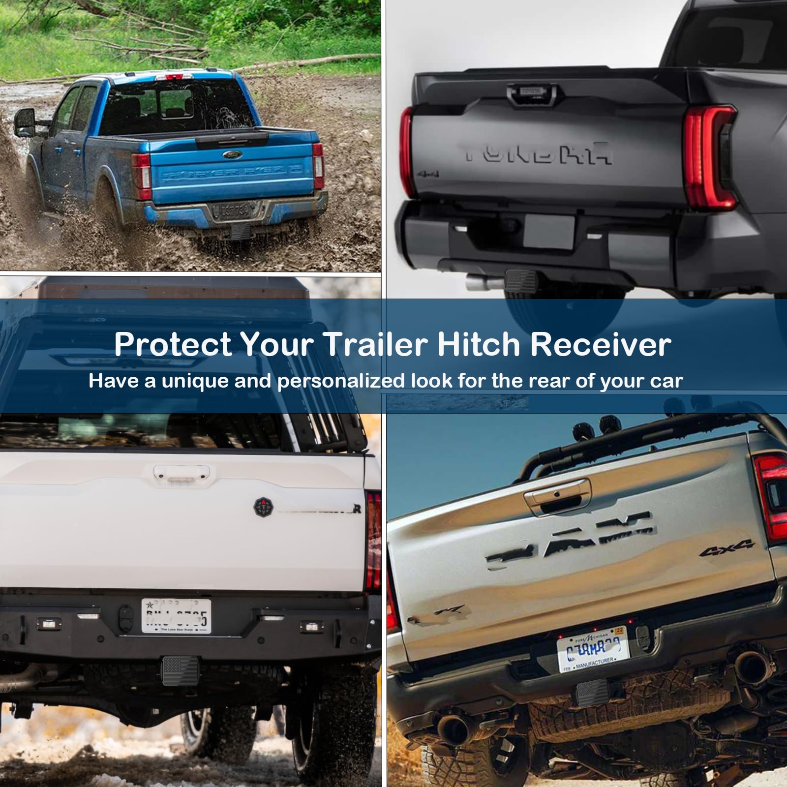 OGYE 2-inch hitch cover shields receiver from snow, rain, and debris.