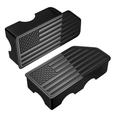 OGYE American Flag stake pocket cover on GMC Sierra 1500 for weather-resistant protection.