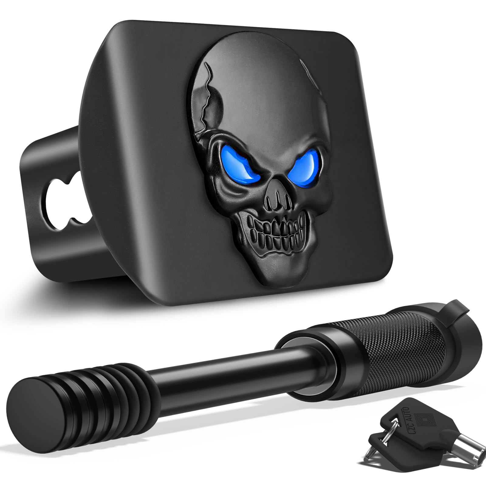 OGYE skull-hitch-cover metal emblem protects and stylizes your hitch.