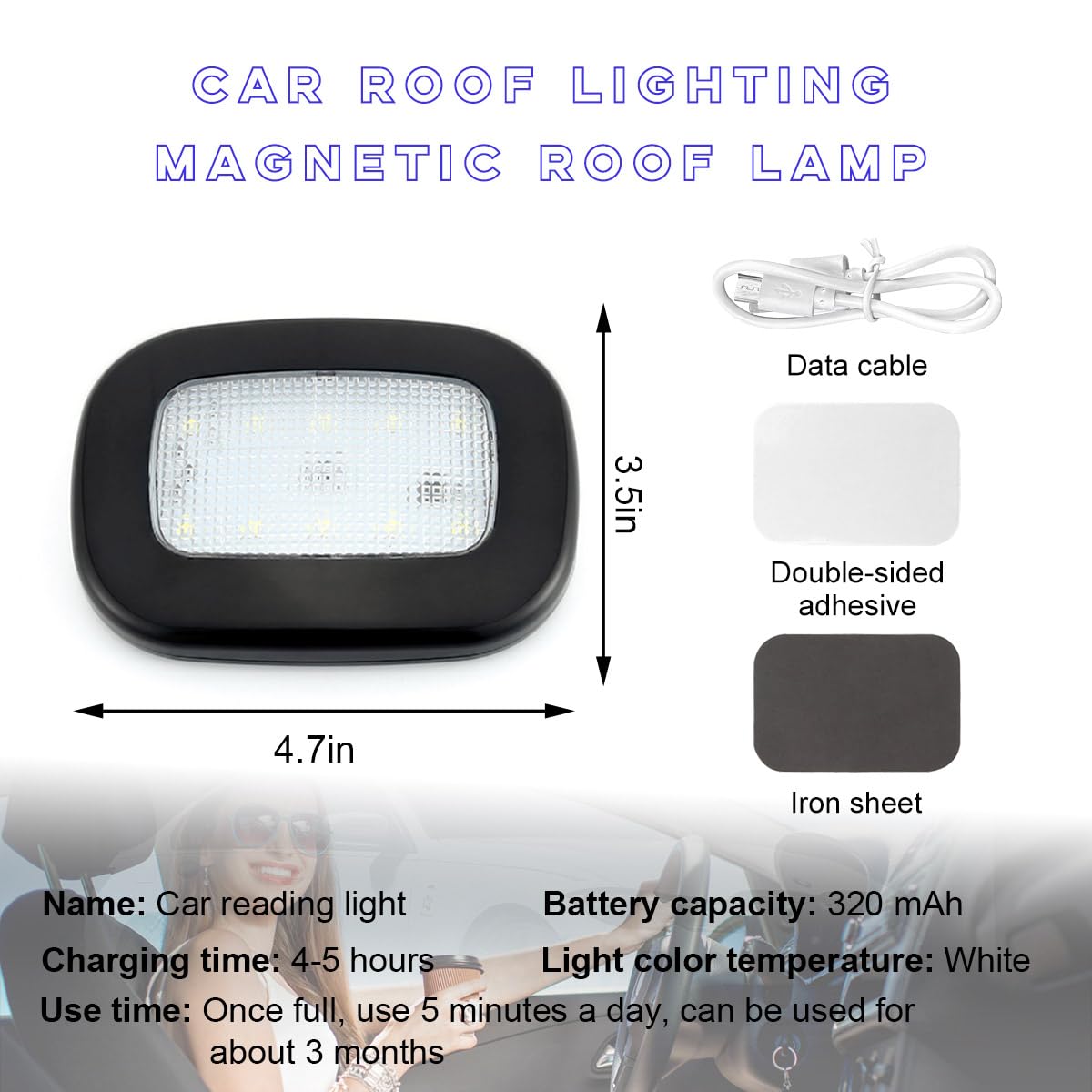 Ohleats USB rechargeable LED lamp providing bright, soft light for night driving.