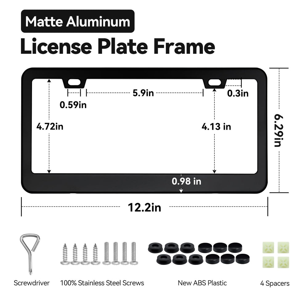 Ohuhu license frame side view showing slim profile and sturdy aluminum build.