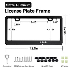 Ohuhu license frame side view showing slim profile and sturdy aluminum build.