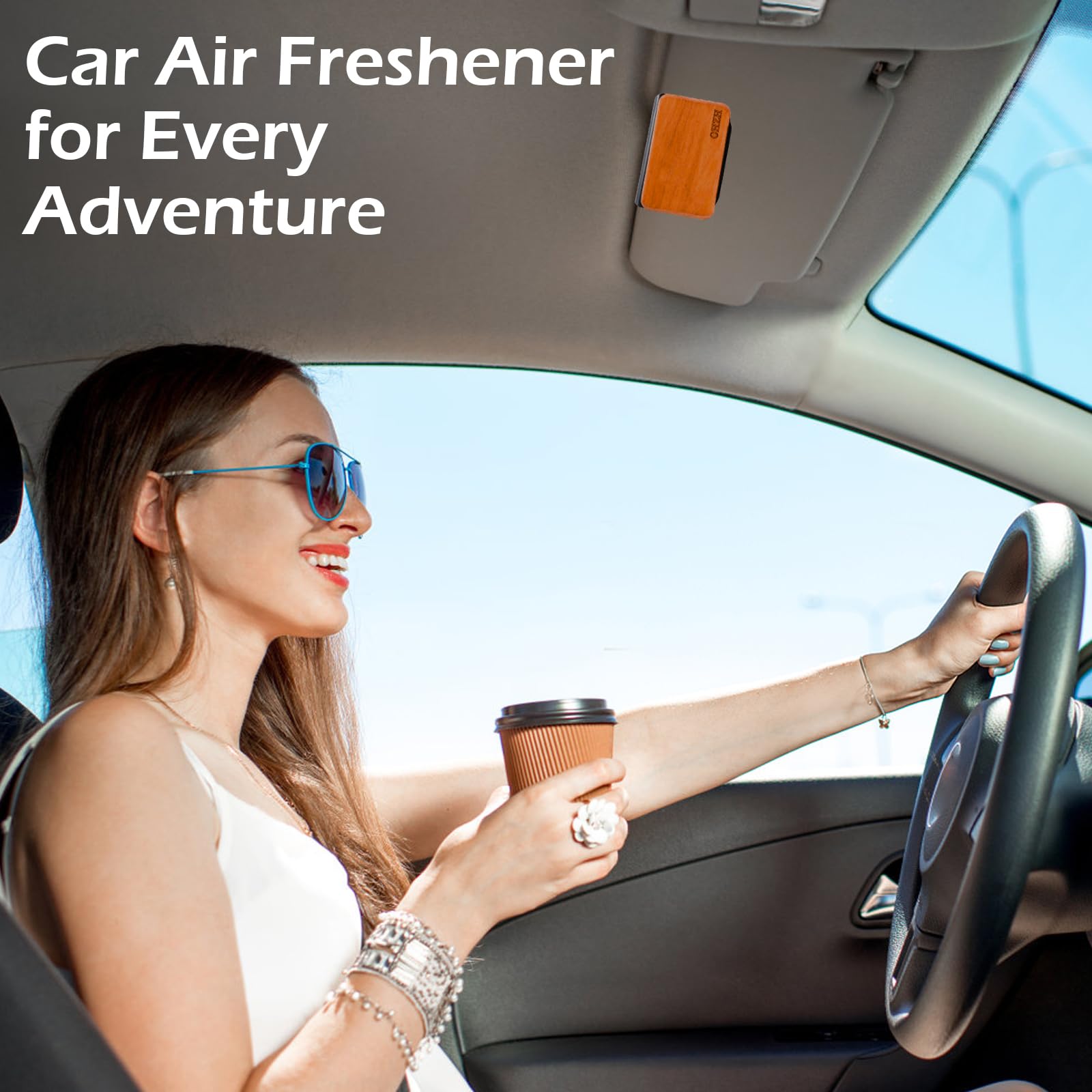 OHZH wood air freshener with two magnetic clips for easy car swaps across vehicles