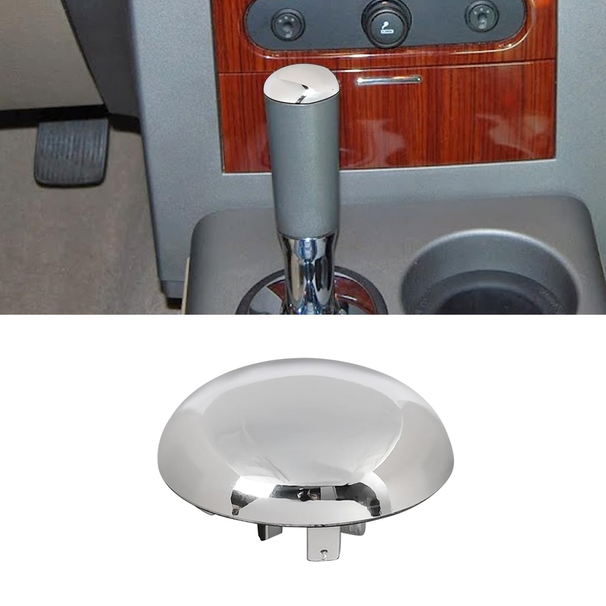 OICCTBF Shifter Knob Chrome Cap closeup shows premium grip for smooth shifting.