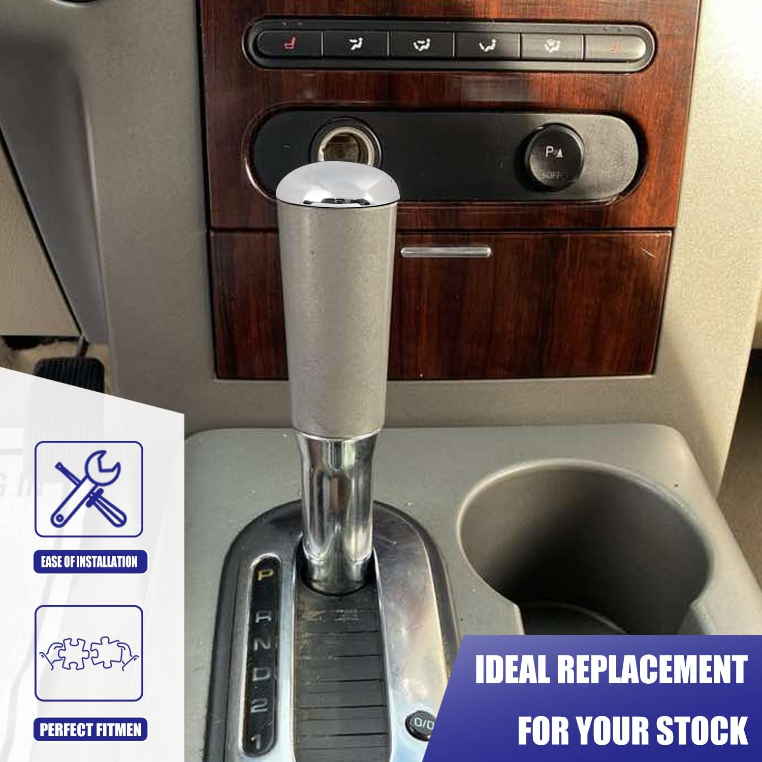 OICCTBF Shifter Knob Chrome Cap packaging hints at quick, tool-free install.