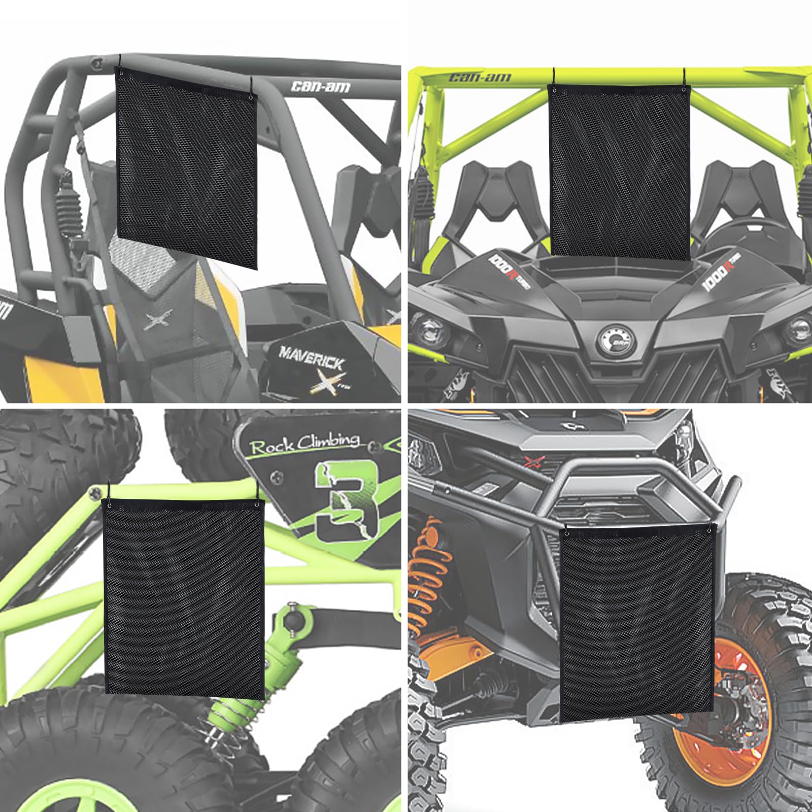 OIEKUN UTV mesh trash bag two-pack open top for easy disposal.