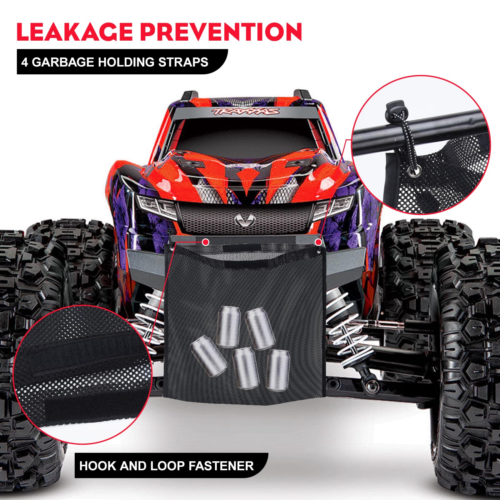 OIEKUN UTV mesh trash bag two-pack installed with adjustable straps on the cage.
