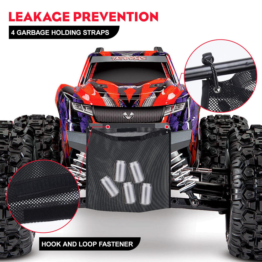 OIEKUN UTV mesh trash bag two-pack installed with adjustable straps on the cage.