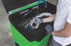Oil Eater application in a parts washer removes oil and grime effectively.