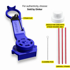 Oinker compatible with standard aerosol cans, simplifying refills and nozzle use.