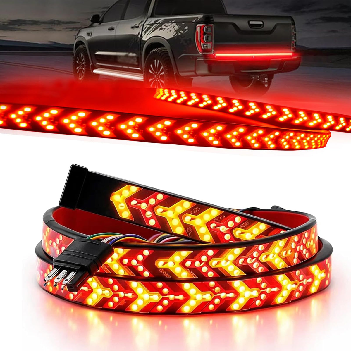 OJJ 60-inch tailgate light strip enhances rear visibility for safer signaling.