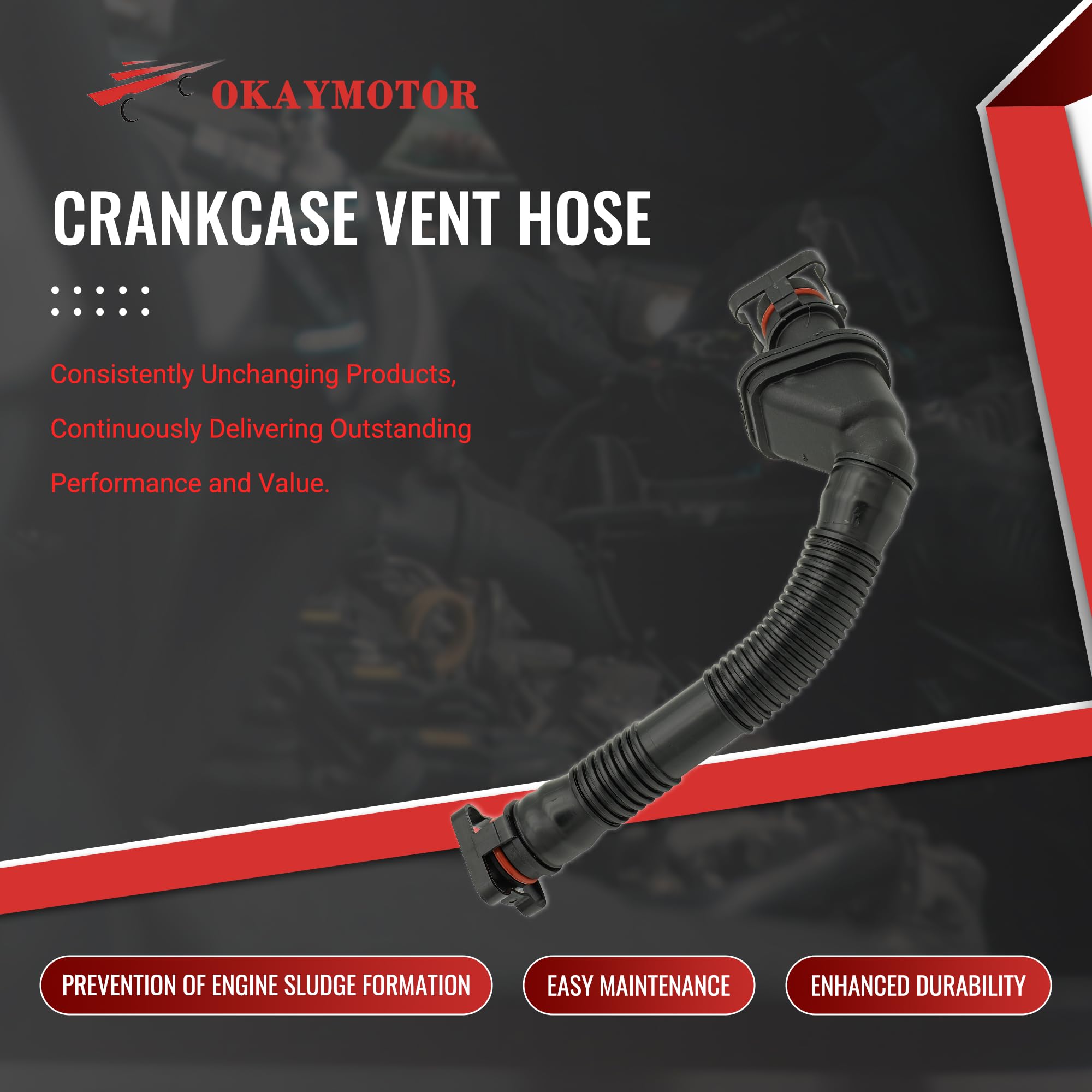 Okay Motor crankcase vent hose with part 11-15-7-553-949 ready for installation.