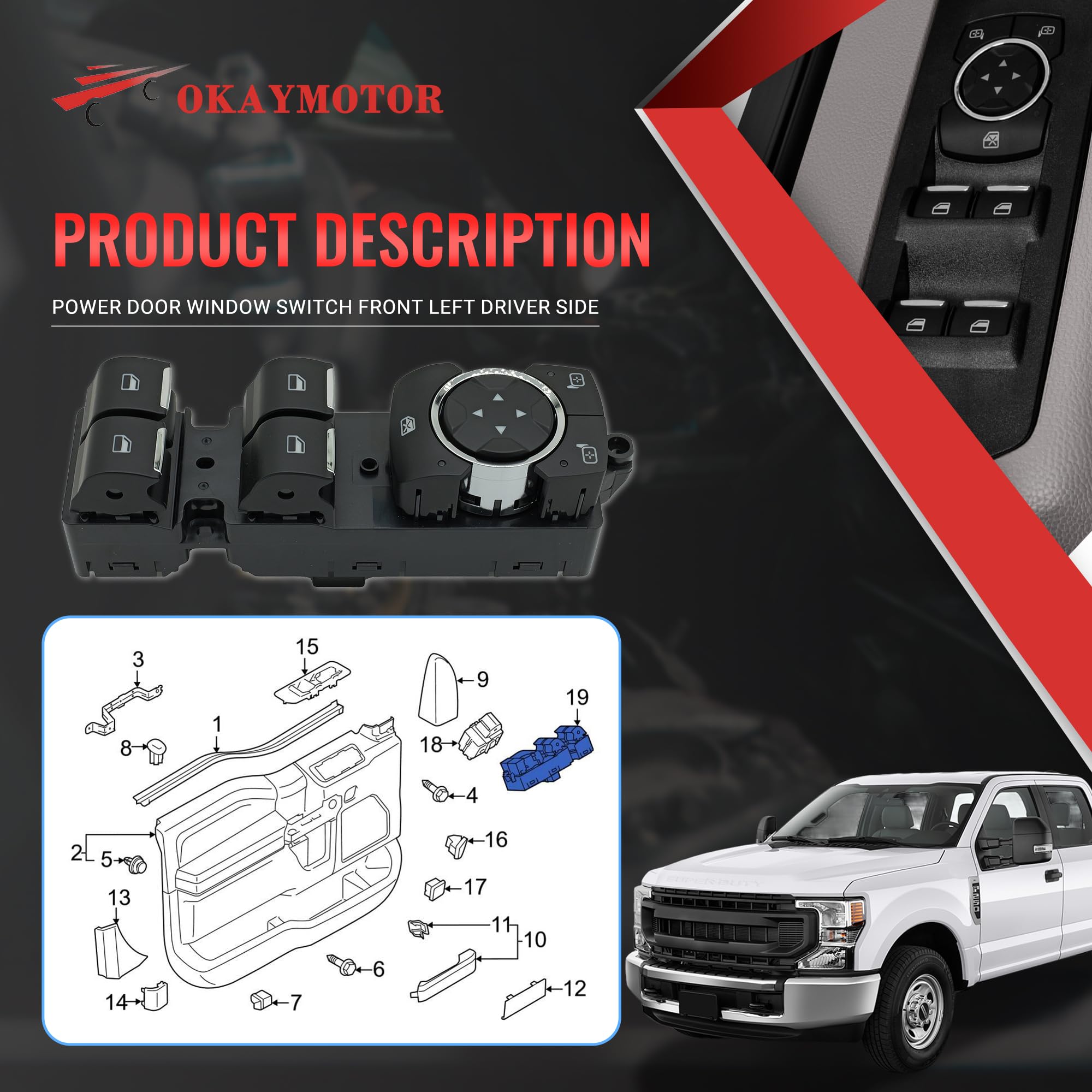 OKAY MOTOR JC3Z14529CA durable electrical contacts ensure long-lasting performance