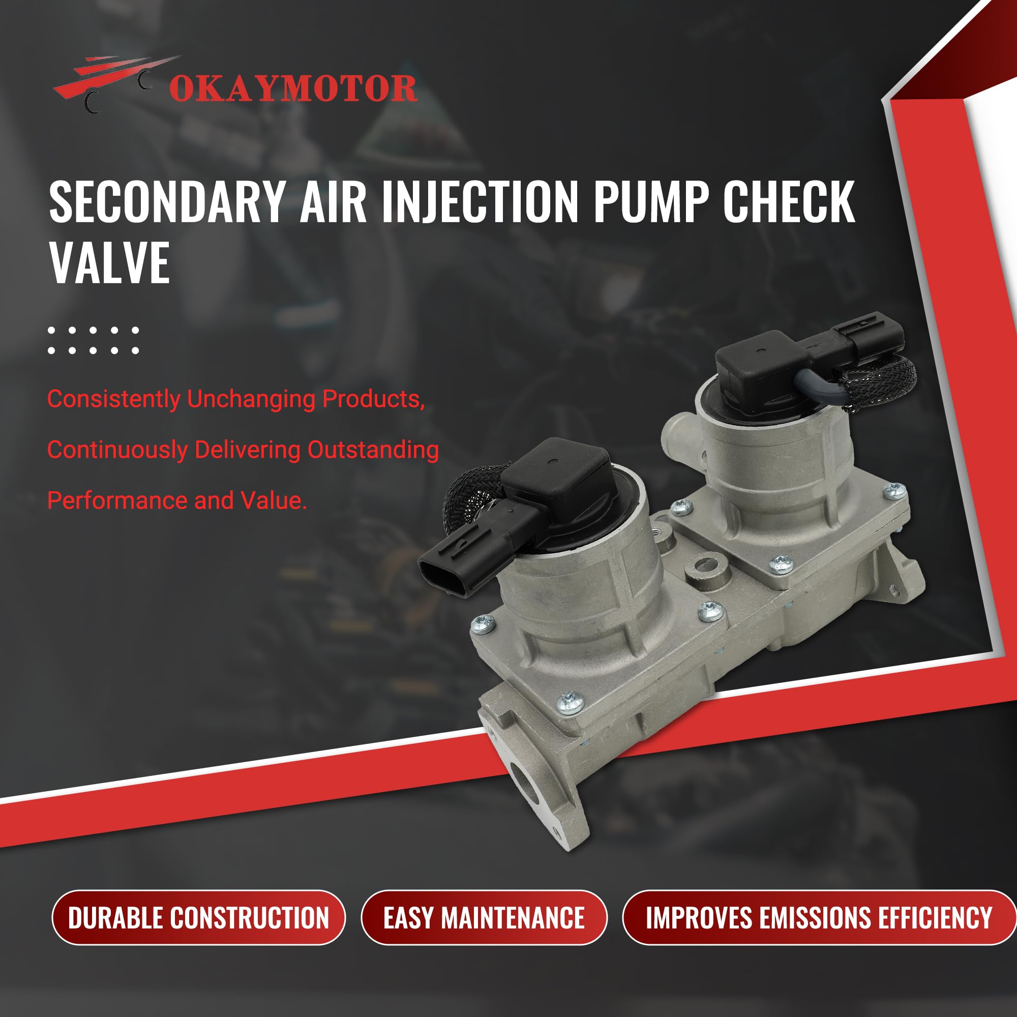 OKAY MOTOR SAI check valve packaging with hardware for replacement