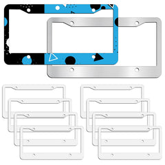 OKBA white aluminum license frame blank for durable front plate sublimation.