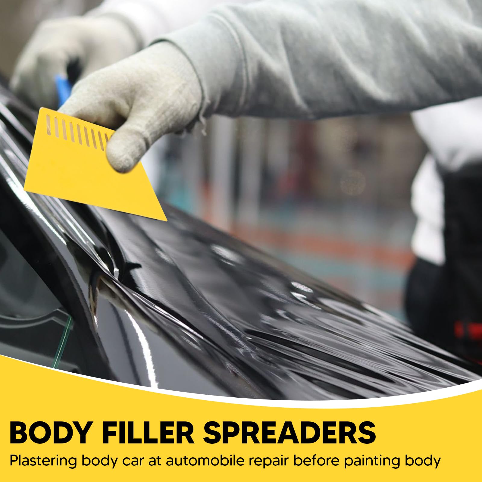 Okiyakusama auto body spreader long yellow edge covers wide panels efficiently.
