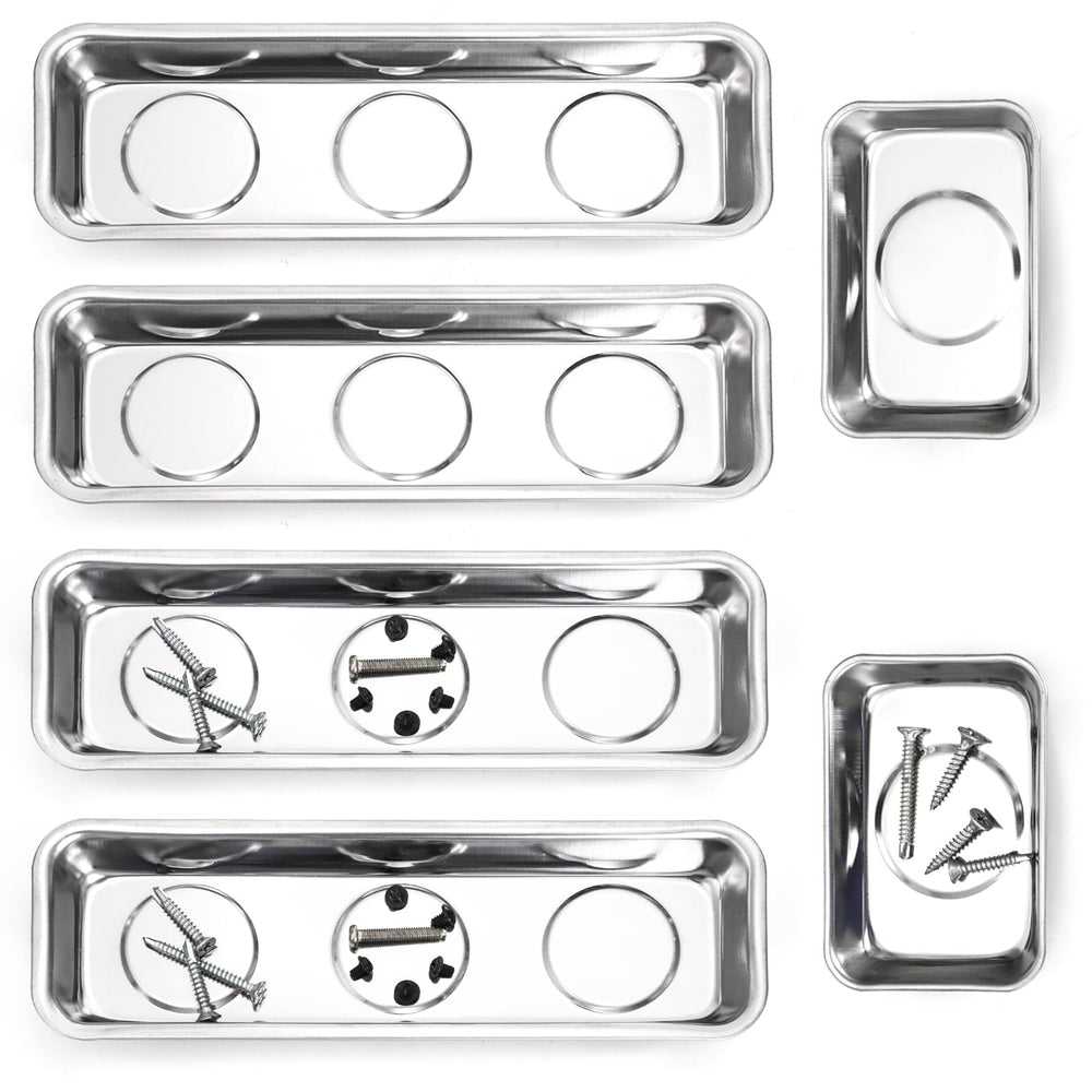 Okllen magnetic parts tray set on a workbench keeping tools neatly organized.