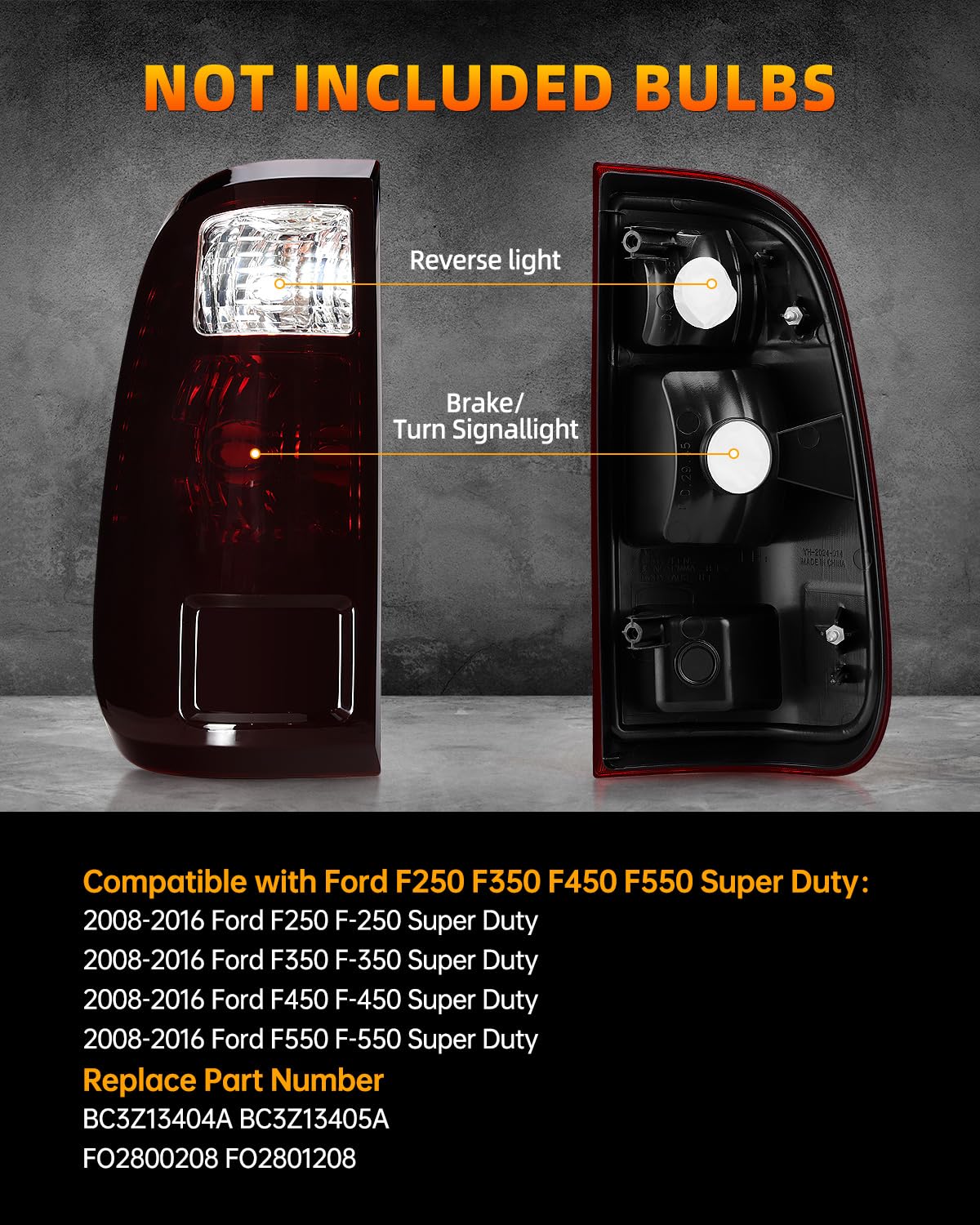 OKLPF black tail light for Ford F-250 passenger side provides quick replacement
