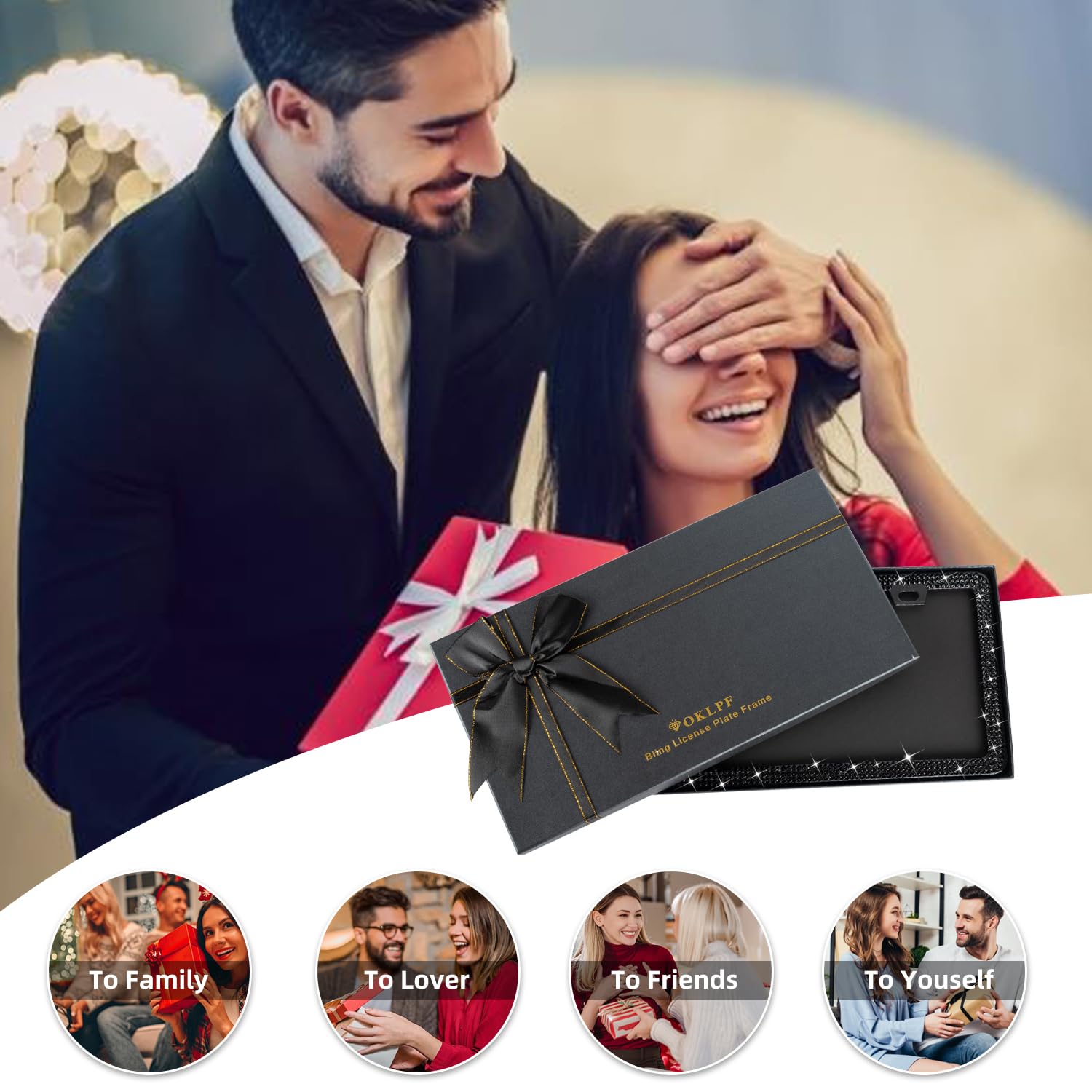 OKLPF bling-frame gift box packaging makes a ready-to-gift present for holidays.