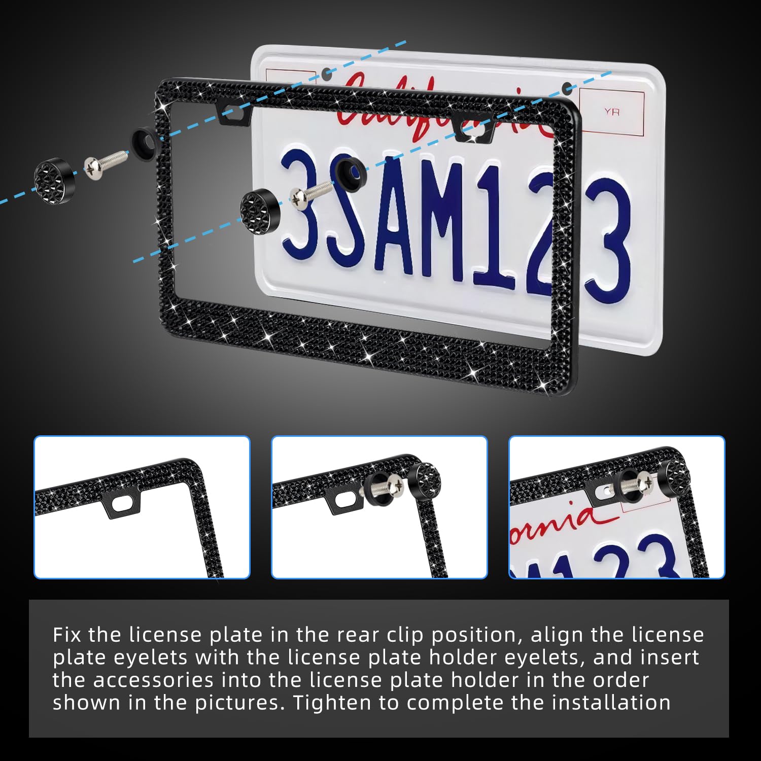 OKLPF bling-frame included tools and screws simplify installation for quick setup.