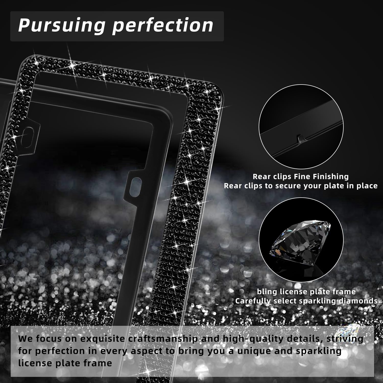 OKLPF bling frame two-piece set showcases luxury light-reflecting details for personalized style.
