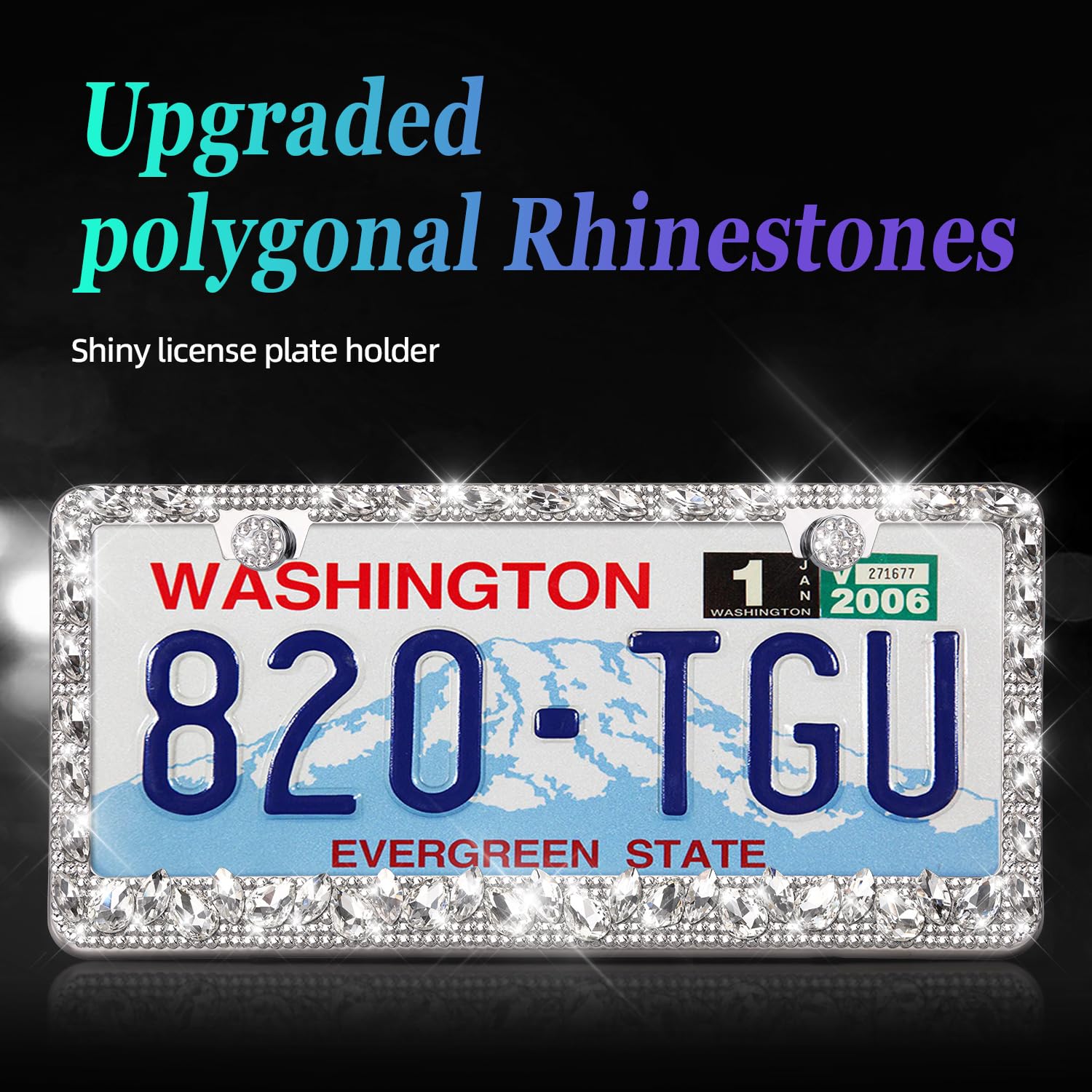 OKLPF bling license frame crystals boost glamour and visibility on the road