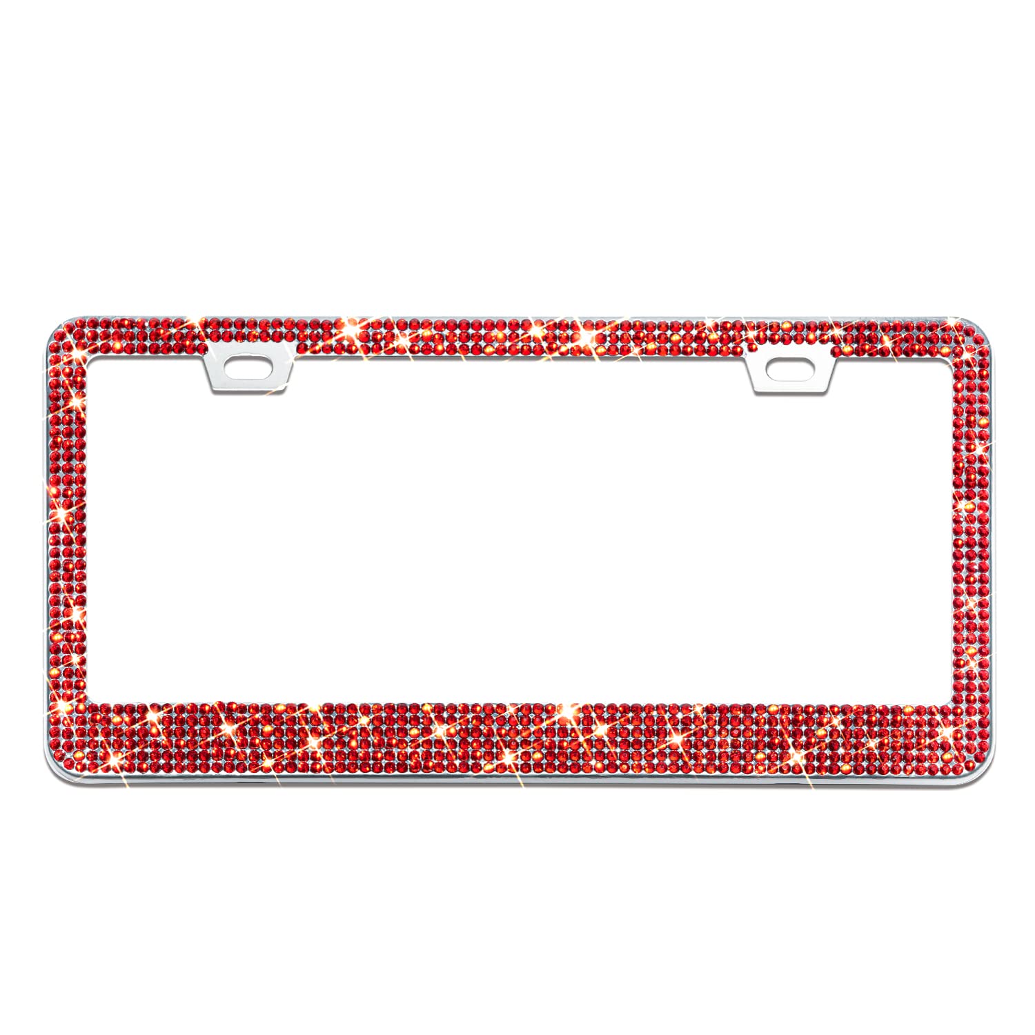 OKLPF Bling license plate frame closeup showing 14-facet diamonds for a dazzling finish.