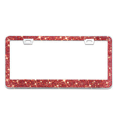 OKLPF Bling license plate frame closeup showing 14-facet diamonds for a dazzling finish.