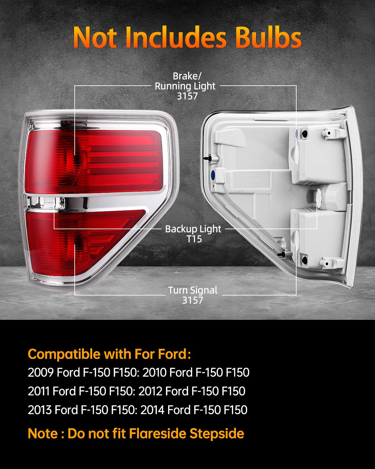 OKLPF rear brake tail light right assembly for F-150 improves night safety