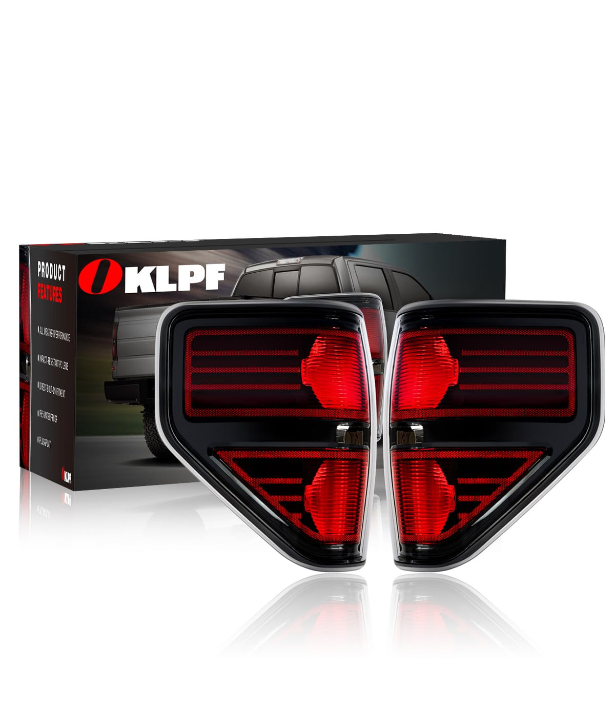 OKLPF rear brake tail light driver side with red smoked lens for Ford F-150