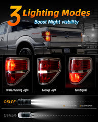 OKLPF tail light lens detail with chrome finish complements F-150 styling