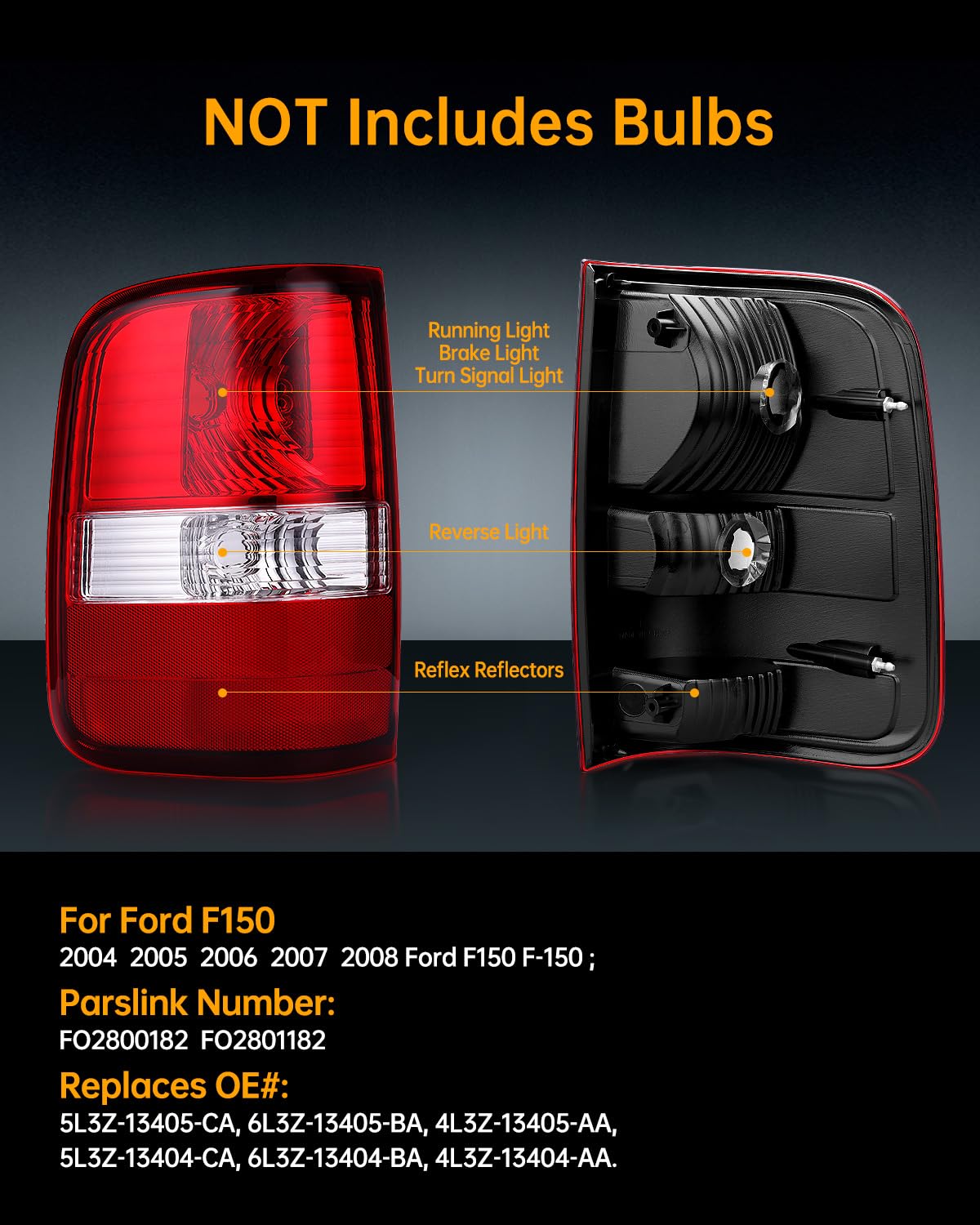 OKLPF rear brake tail light on passenger side for Ford F-150 (2004-2008) signaling