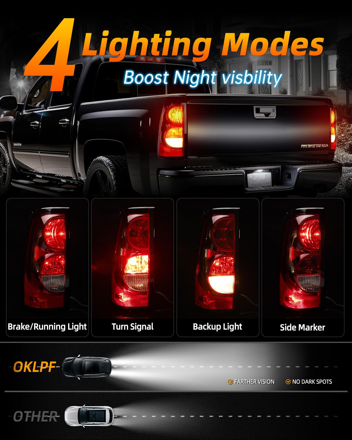 OKLPF rear brake tail light Silverado 2500-3500, durable fleetside replacement