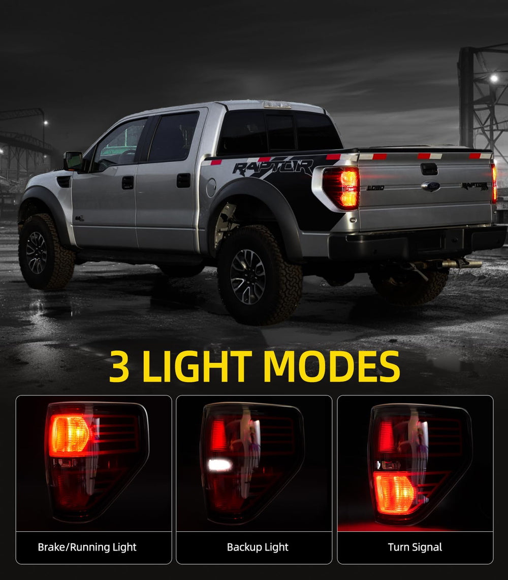 OKLPF tail light close-up showing red smoked lens for Ford F-150 signals