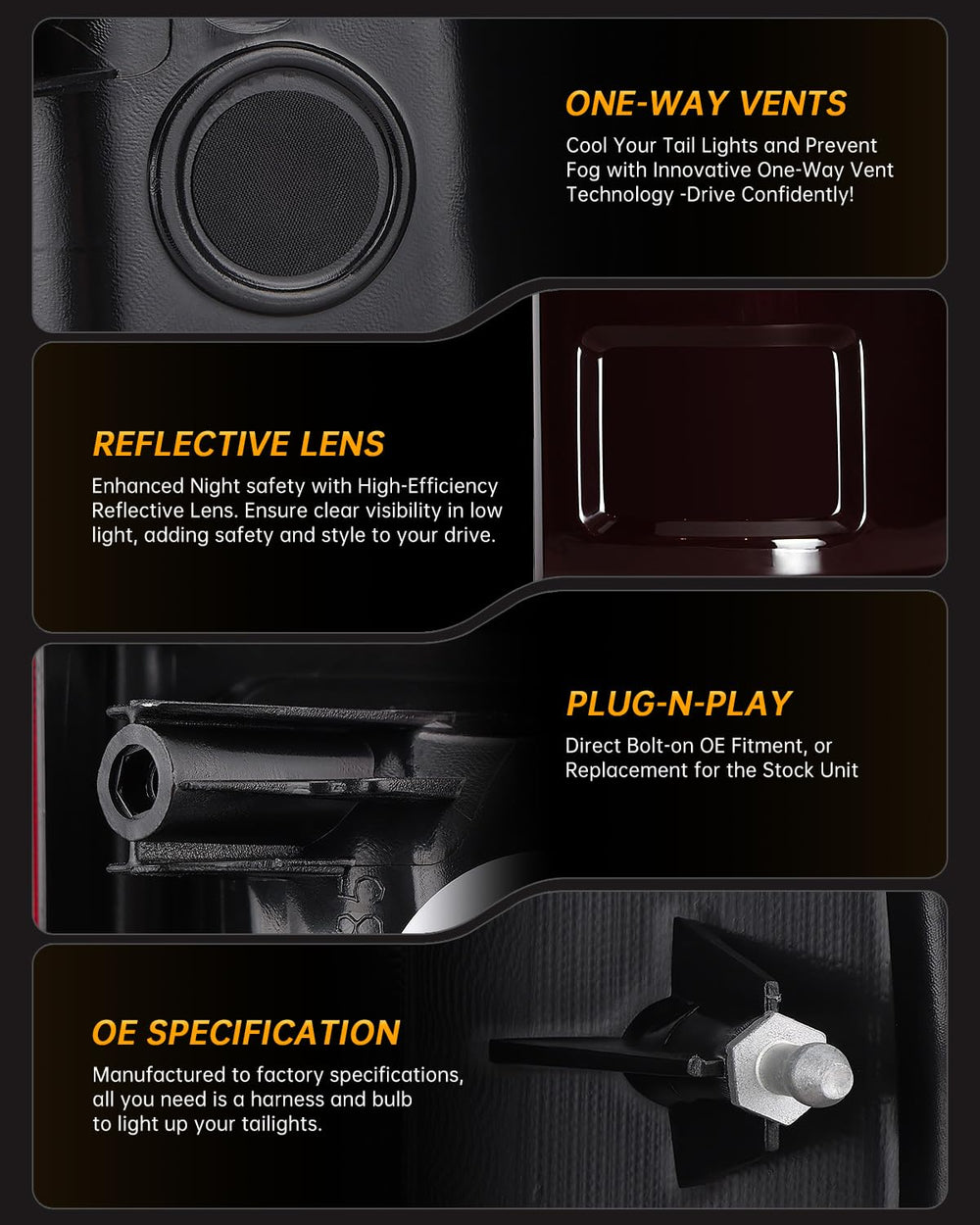 OKLPF rear tail light installed with simple plug-and-play connection